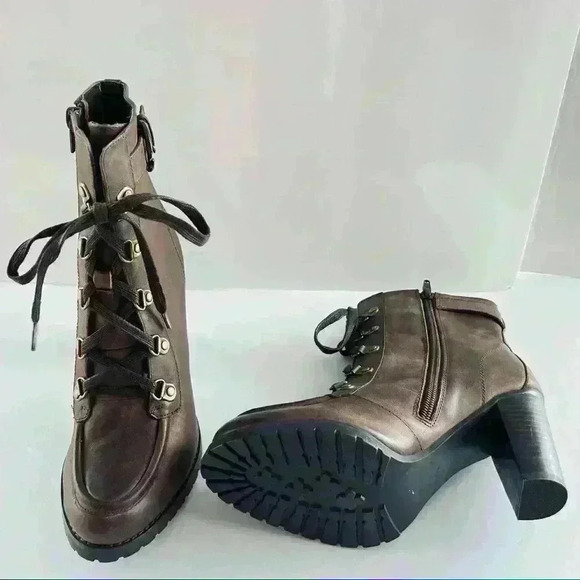 Charles David Brown  Leather Booties Combat Boots for Women Size 7 - Picture 11 of 15